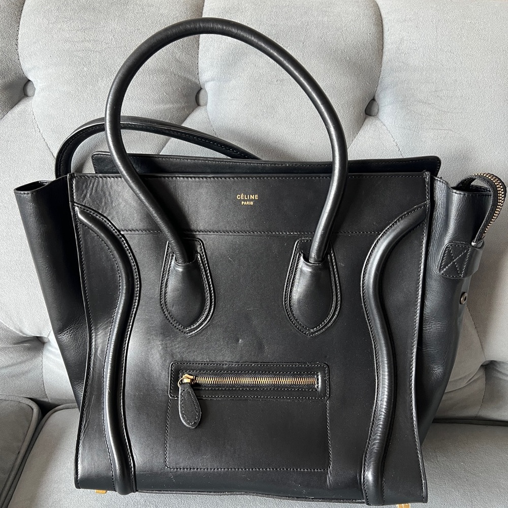 CELINE PARIS “NANO” Black Handbag 13x12.5x7.5 inches